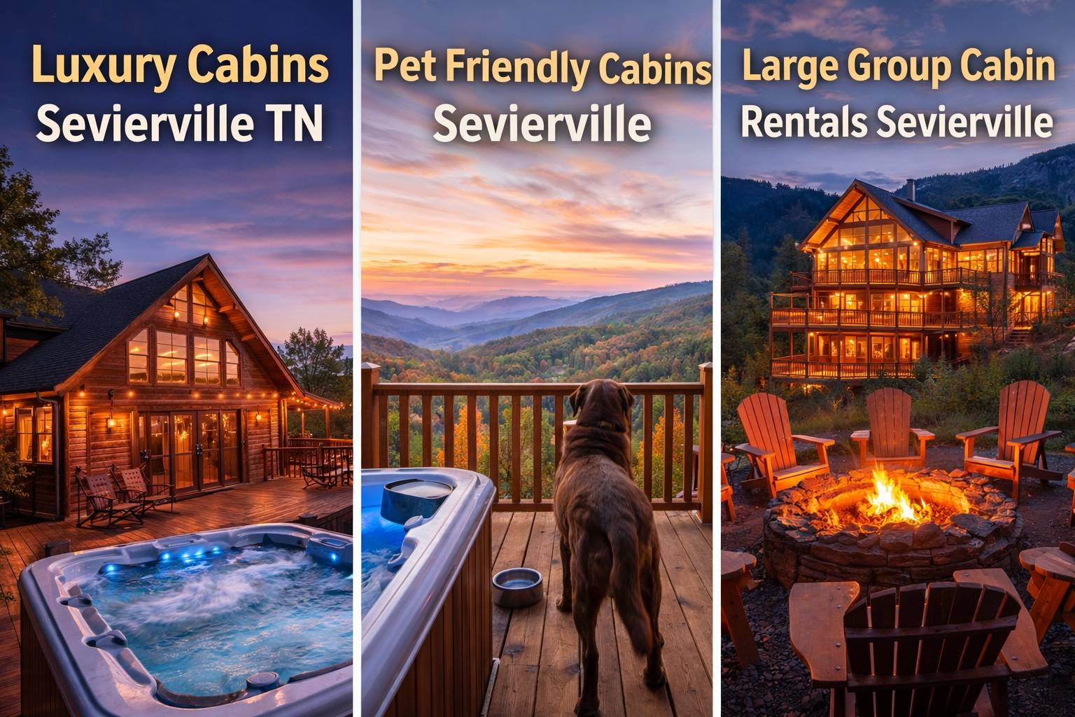 Luxury cabins, pet friendly cabins and large group cabin rentals in Sevierville TN Smoky Mountains