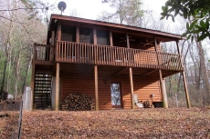 View from back, Rear door into lower bedroom and pooltable room