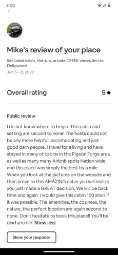 Couples Escape, hot tub, private creek close to attractions