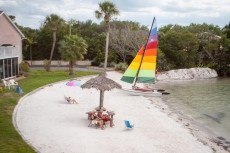 Private beach runs whole length of property