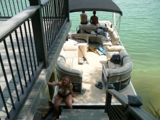 Pontoon boat at dock