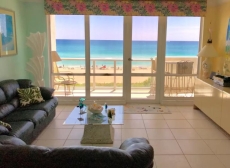 Spectacular view of turquoise waters from living room.