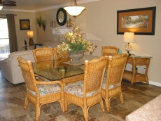 Large glass dining table.