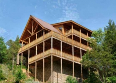 Exterior of the three story Luxury Cabin which overlooks the community pool.