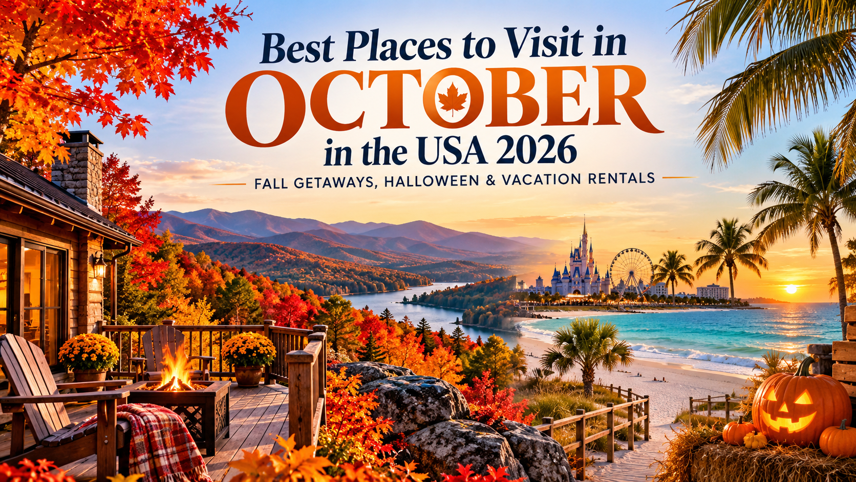 Best places to visit in October in the USA with fall foliage, beaches and vacation rentals