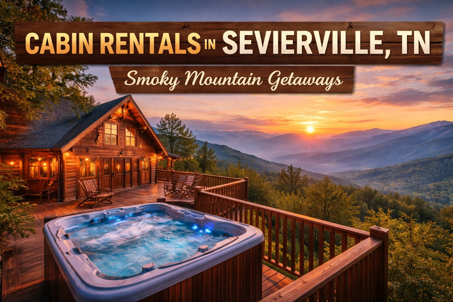 Luxury cabin rentals in Sevierville TN with hot tub and scenic Smoky Mountain views