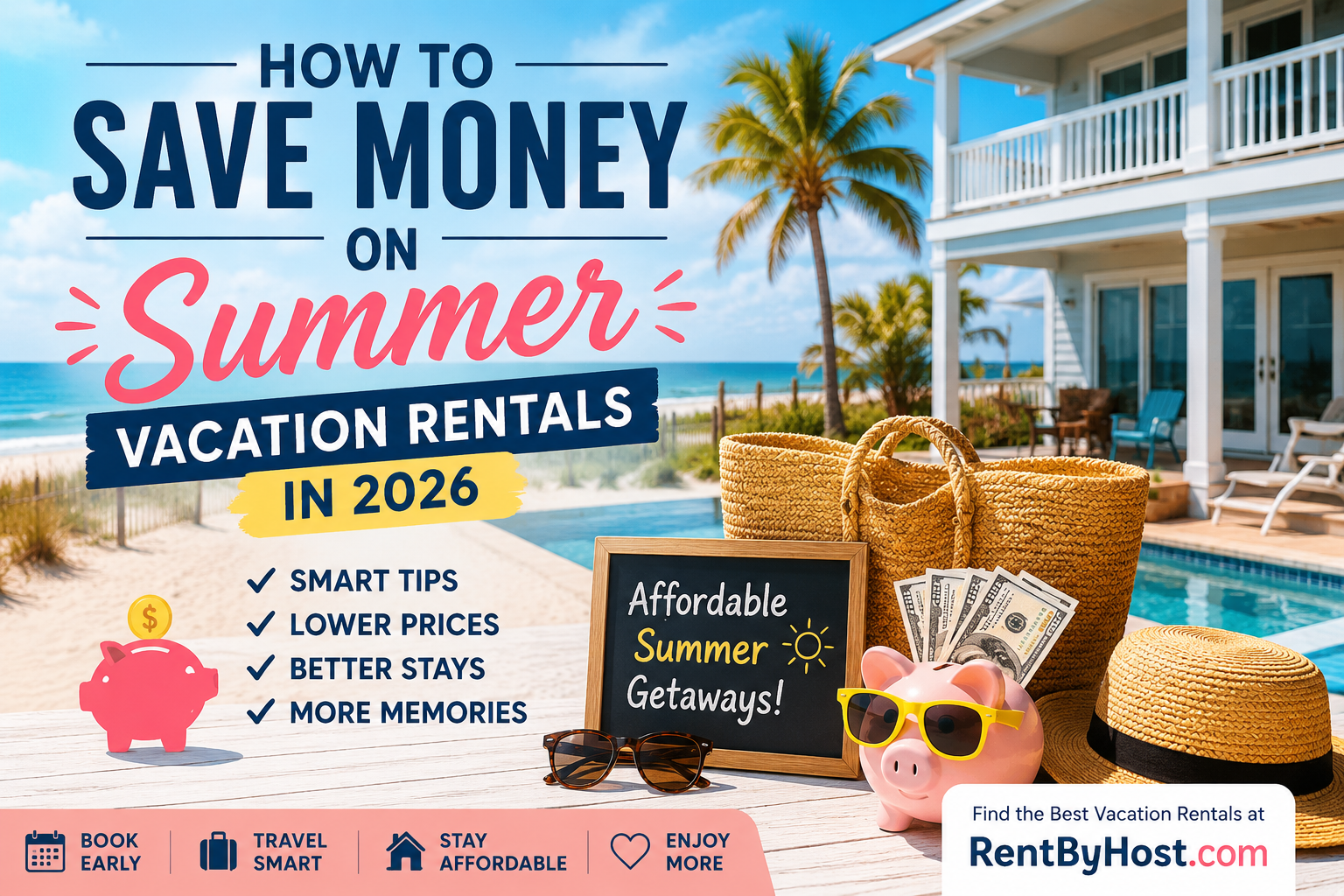 Family enjoying an affordable summer vacation rental near the beach in 2026 with budget-friendly travel savings