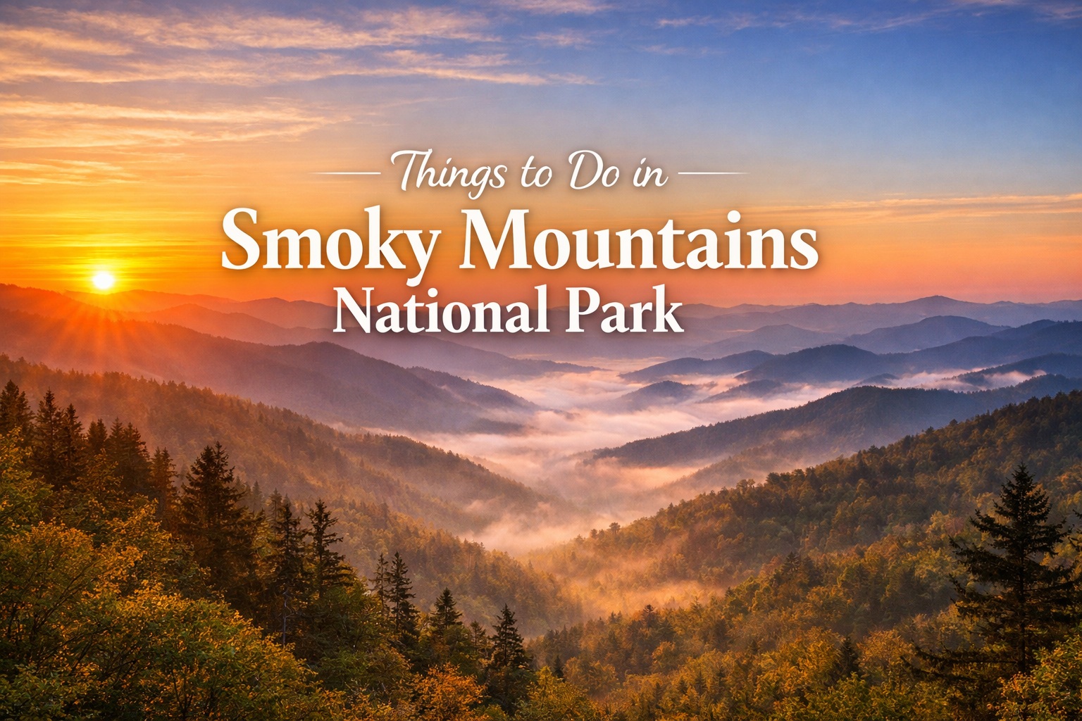Things to do in Great Smoky Mountains National Park with scenic mountain views, forests, and hiking trails