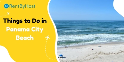 Things to Do in Panama City Beach guide banner with ocean view – RentByHost